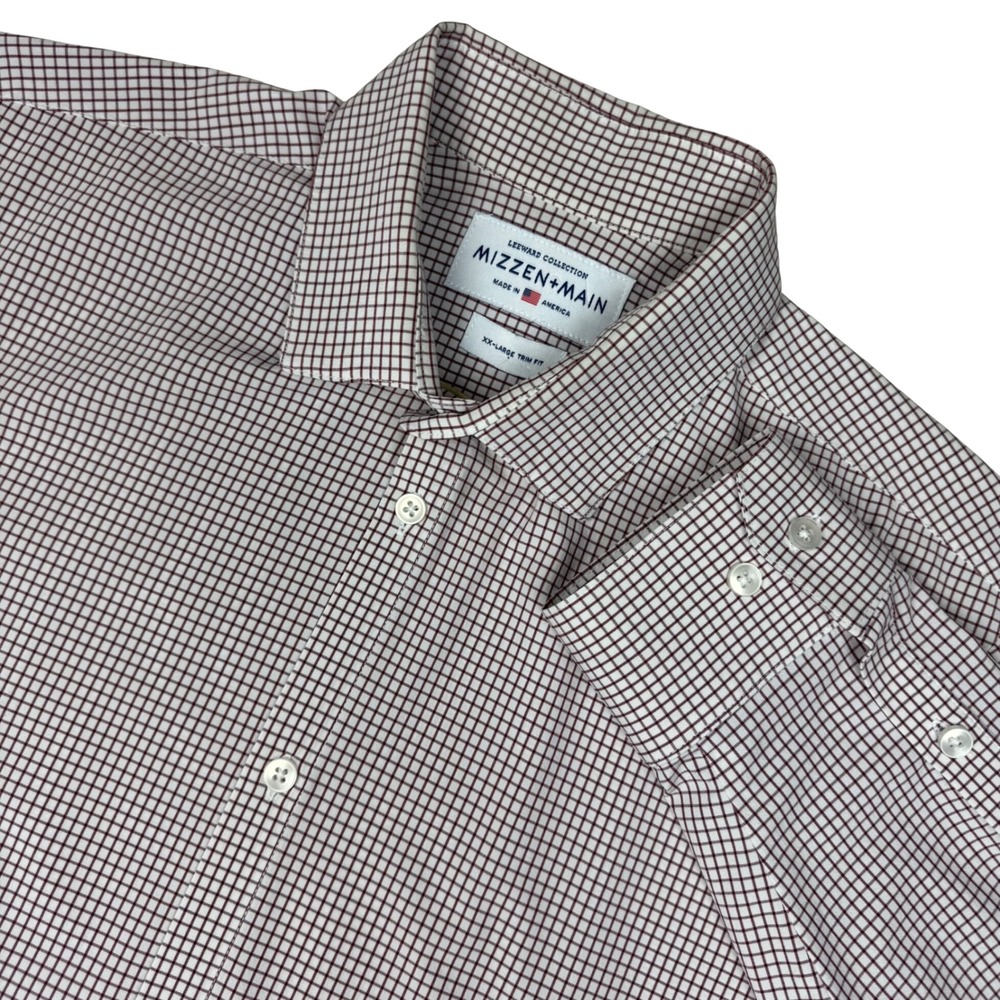Mizzen+Main Leeward Button Up Men XXL Check Trim Fit Long Sleeve USA Dress Shirt